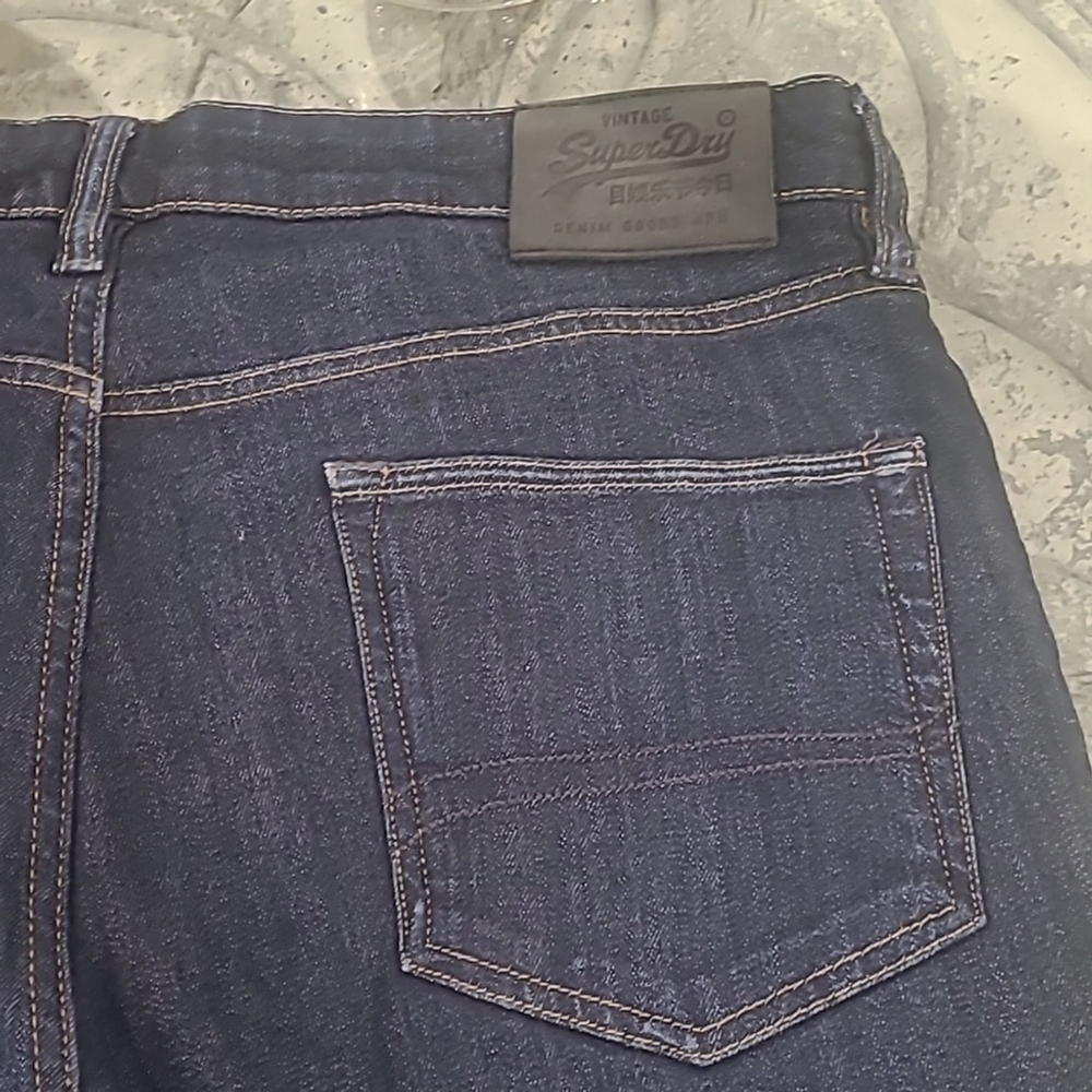 SUPER DRY MEN'S CONNOR BLUE TAPER JEANS PANTS 34 - Picture 9 of 13